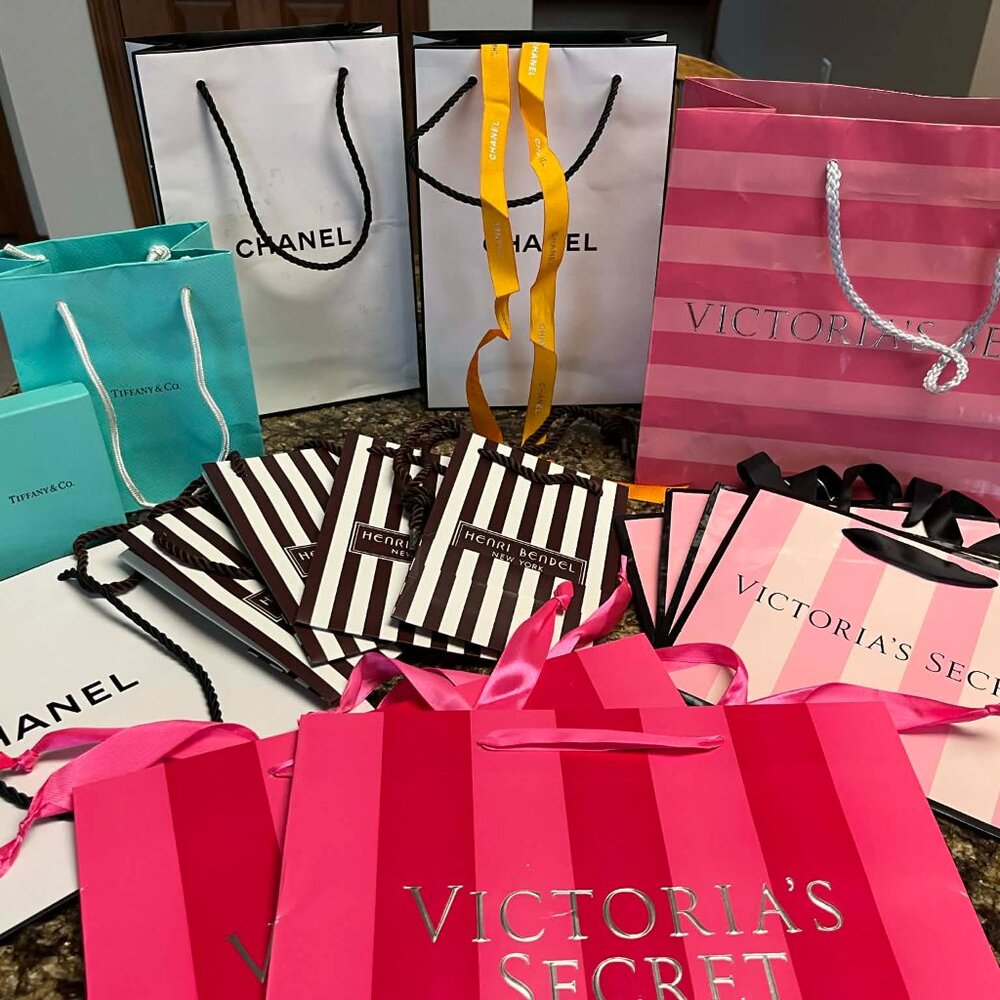 DESIGNER SHOPPING BAGS - HENRI BENDEL, CHANEL, VICTORIA'S SECRET, TIFFANY